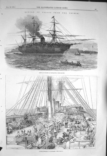 Original old antique print - old,