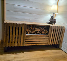 Solid Wood TV Stand Rustic Wooden Cabinet Industrial Storage Doors Shelf Drawer