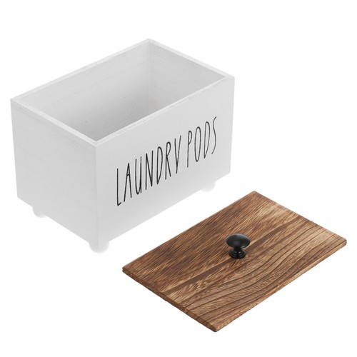 White wooden storage box - white,