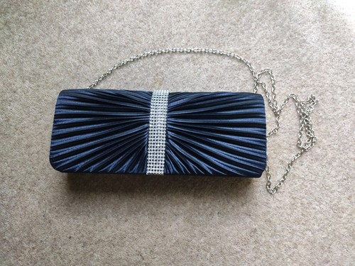 Navy black pleated satin - navy/black,