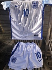 2016 Nike home white England Shirt & Shorts Rooney 10 Sz152 11/12yrs Junior Kit