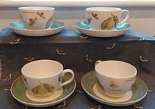 Four Large Wedgewood Sarah's garden cups and saucers