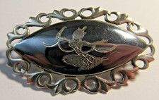 VINTAGE SIAM STERLING SILVER OVAL BROOCH SIAMESE