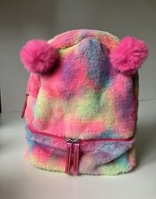 Claire’s Tie Dye Teddy Bear Fluffy Backpack Kawaii Cute Harajuku Never Used New