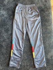 Early 90s Vintage Adidas Shellsuit Tracksuit Bottoms Grey Stripe Design Size XS
