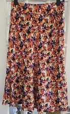 Womens DAVID NIEPER Beige & Red Floral Silk Lightweight Long Length Skirt Uk 16