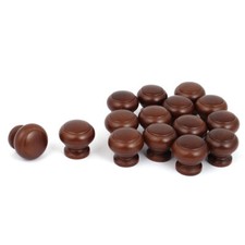 15pcs Home Cabinet Drawer Wooden Wood Pull Knob Grab Handle Dark Brown 27mmx25mm