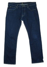 LEE POWELL JEANS SLIM STRAIGHT LEG STRETCH MENS BUTTON FLY W34 L32 BLUE DENIM