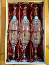 6 Galway Kells Lead Crystal wine goblets in original satin lined box