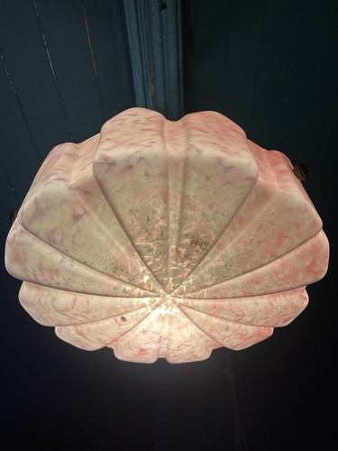 Large pink marbled glass art - large,