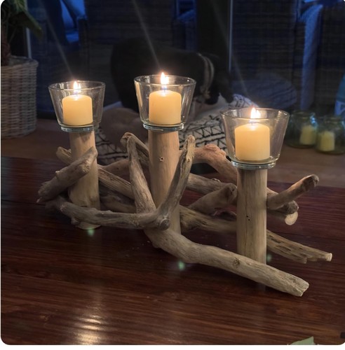 Driftwood candle holder - driftwood,