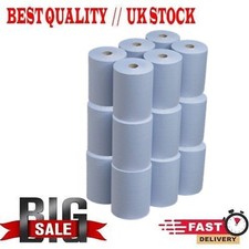 18 BLUE ROLL Centre Feed Rolls Embossed Blue Hand Towels Office Workshop 2Ply
