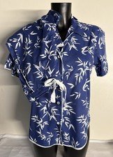 Cyberjammies Blue Leaf Print Button Up Shirt Sleeve Long Leg Pyjamas Sz 10 Guc