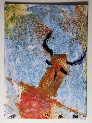 E9art aceo standing bull - aceo,