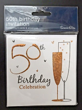50th Birthday Party Invitations - 6 Invite cards and envelopes - Simon Elvin