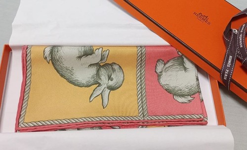 Hermes silk scarf rabbit - rabbit, &