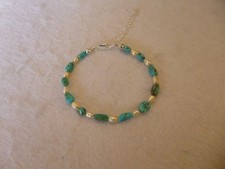 Turquoise & Fresh Water Pearls 925  Native American Southwestern Beaded Bracelet