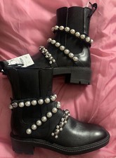 Zara Brand new  leather Zara studded boots size 5 38 Black Women’s