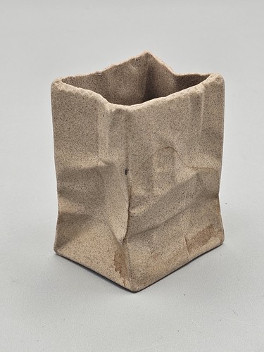 Vintage paper bag vase crinkle - paper,