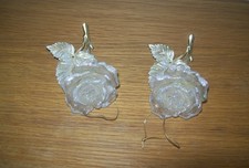 Pair of Artificial Plastic Roses with Gold Leaves and Stem 12cm long