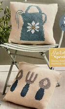 Gardening Tools & Watering Can Themed Cushion Aran Knitting Pattern - 40x40cm