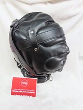 Sensory deprivation bondage hood, faux leather, locking, Fetish, Kinky, goth