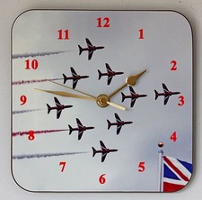 The Red Arrows Display Team Square Wall Clock Aviation Size 19cm by 19cm