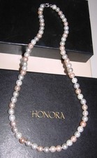 HONORA PASTEL PINK PEACH WHITE CULTURED FRESHWATER PEARL PEARLS 17" NECKLACE QVC