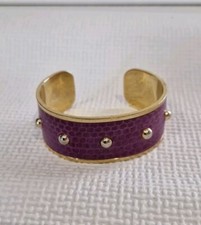 Aspinal Of London Purple Python Leather Cuff/ Bangle