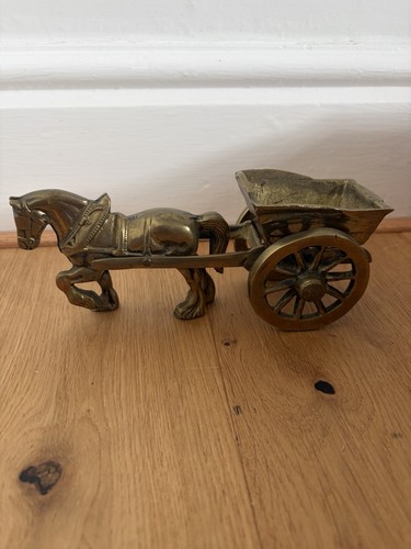 Vintage heavy brass horse and - vintage,