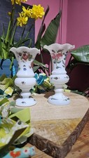 Magnificent Hand Painted pair of Milk Glass Vases