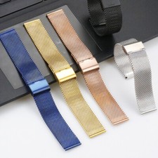 1.0 Line Thicked Stainless Steel Watch Band Milanese Mesh Strap 18 20 22 24mm