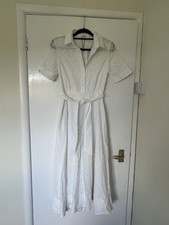 Zara White Broderie Midi Dress