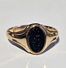 Men's 18ct Yellow Gold Signet Ring Bloodstone Stone Hallmarked Size P 1/2