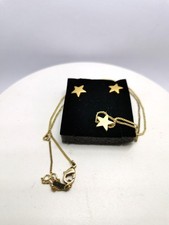 Pilgrim Signed Ava Gold Plated Star Necklace and Stud Earrings