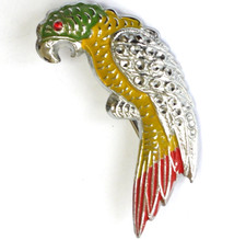 Vintage Czech Staybrite style ? parrot brooch