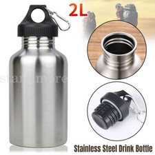 2L Stainless Large Mouth Water Drink Bottle Kettle Cycling Gym Big Bottle new
