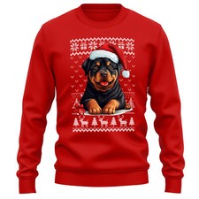 Christmas Rottweiler Jumper Sweatshirt Dog Owner Men and Women Santa Tree Lig...
