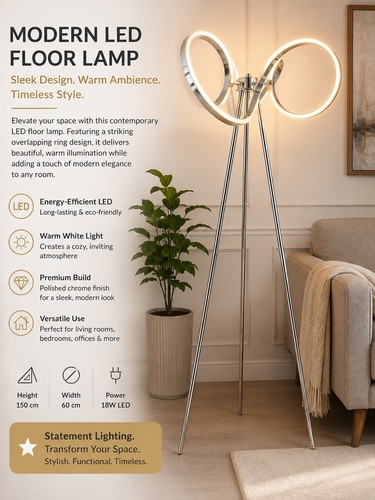 Modern chrome double ring - chrome, led