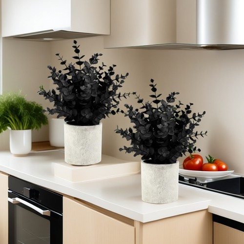 Pack black fake plants - 2,