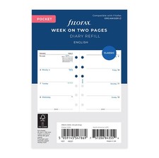 Filofax Pocket Diary 2026 Week On Two Pages Refill 68221