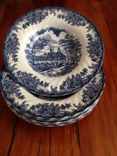 6 Vintage Myott Blue & White