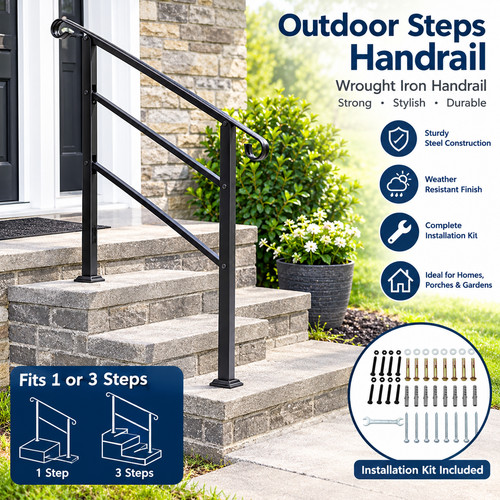 Outdoor step handrail wrought - step,