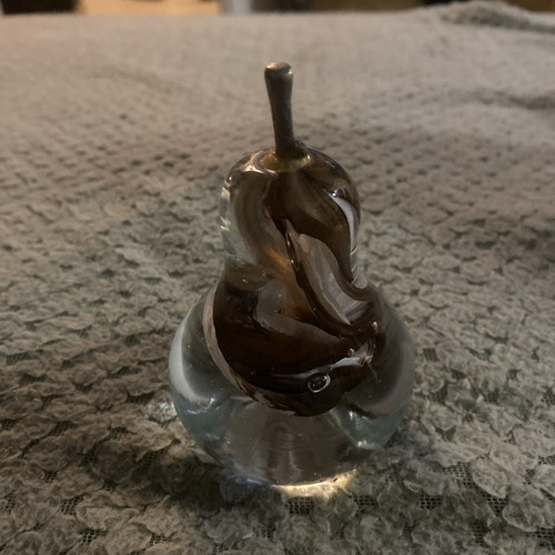 Iridescent glass pear - glass,