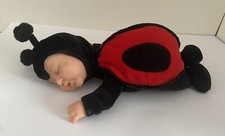 Adorable Anne Geddes 9” sleeping baby ladybird/ladybug beanie doll