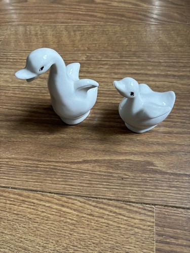 White porcelain goose geese - porcelain, goose/