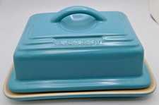 Le Creuset Butter Dish Paris Blue Rectangular Lid And Base 16.7cm