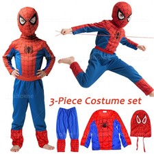 Kids SpiderMan Cosplay Costume Boys Tobey Maguire Outfit Jumpsuit Clothes 3-7Age