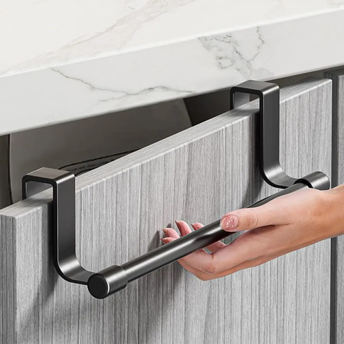 Towel rail over - towel, cupboard