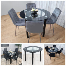 Black Round Glass Dining Table
